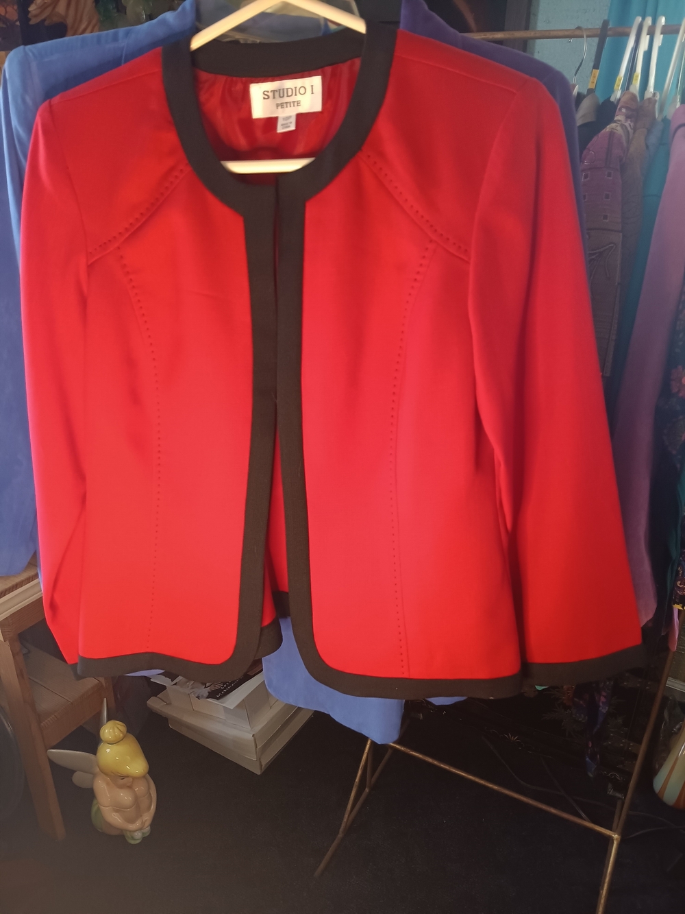 Studio I Petite Red Contrast Trim Jacket